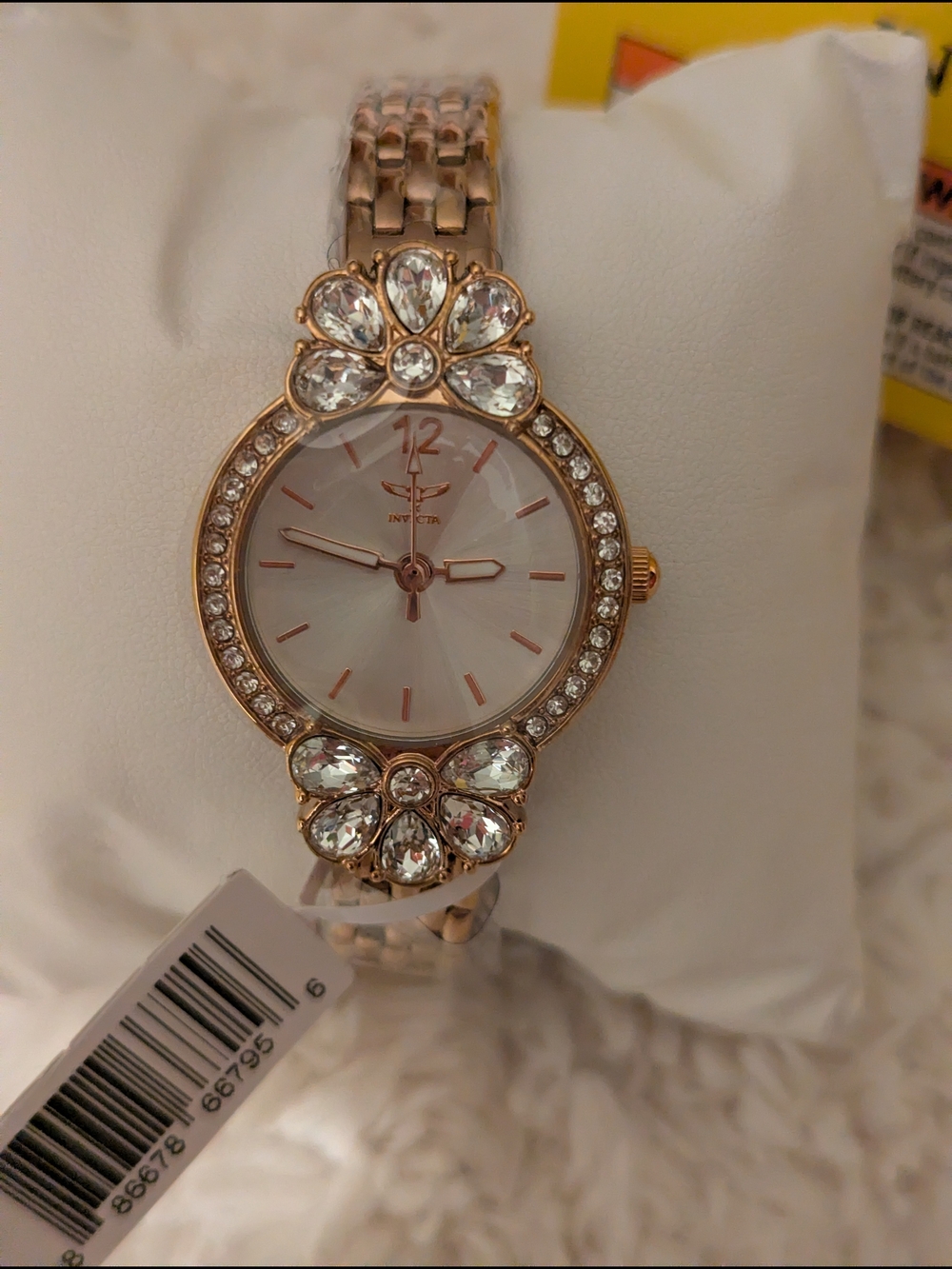Invicta Rose Gold Crystal Flower Bracelet Watch
